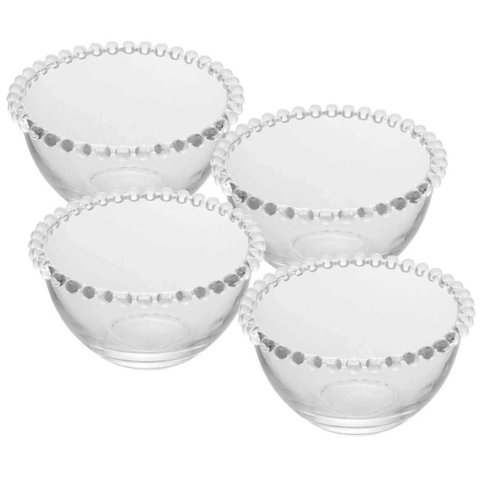 Kit 4 Bowls de Vidro Cristal Wolff Pearl 400ml Tigelas Servir Doces Sobremesas Frutas