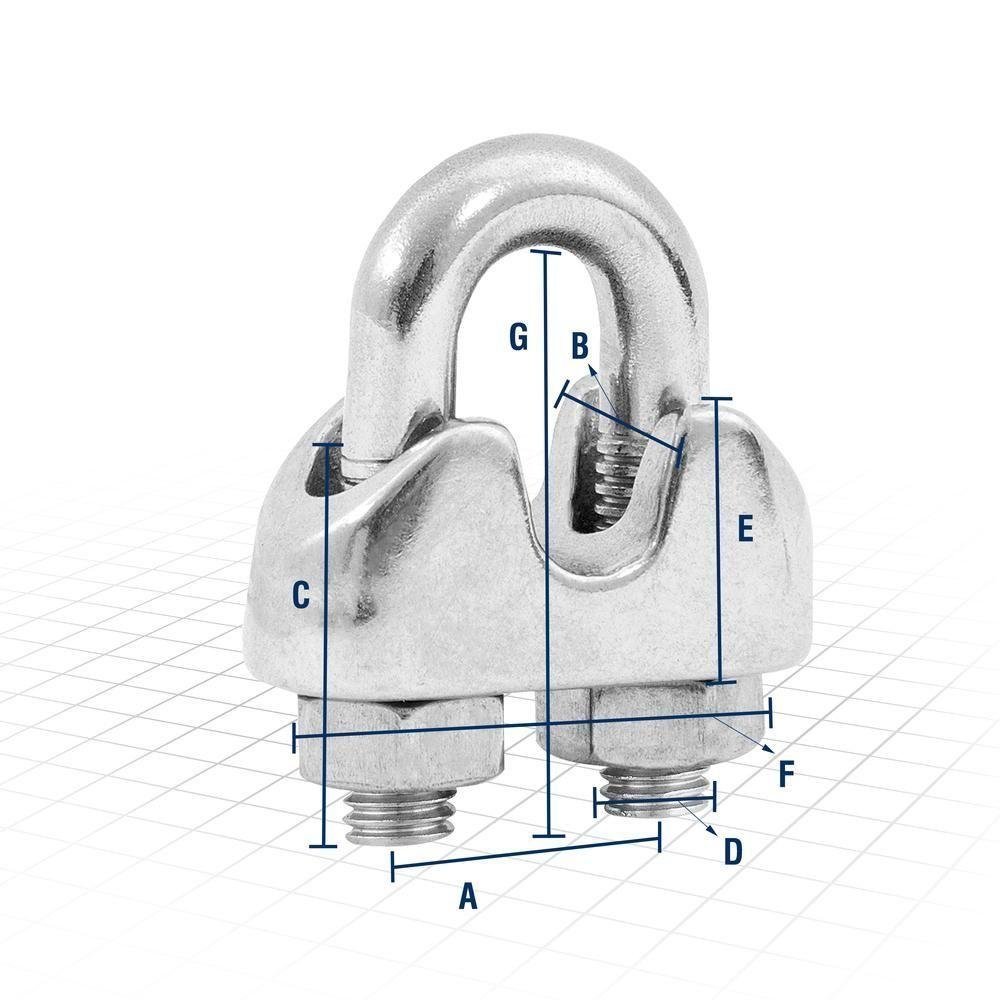 Clips para Cabo de Aço 1/2 - 12,7mm Inox - Vonder - 2