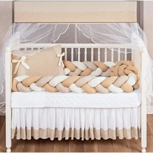 Kit Berço 11 Peças Saia Box + Almofada De Nó Bege