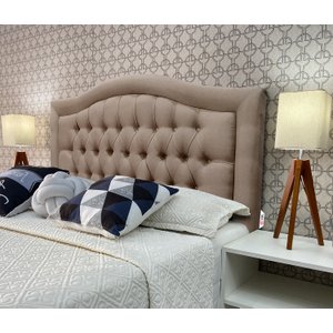 Cabeceira Cama King Capitone Sophia Provençal Linho Bege 60 Rbl