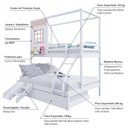 Ver imagem 4 de Treliche Infantil Casinha Reta Casal/ Solteiro com Escorregador Madeira Maciça Branco/ Rosa