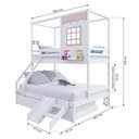 Ver imagem 3 de Treliche Infantil Casinha Reta Casal/ Solteiro com Escorregador Madeira Maciça Branco/ Rosa