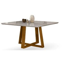 Mesa de jantar quadrada com tampo de vidro 1,50x1,50m - Valença - Star Móveis - 1