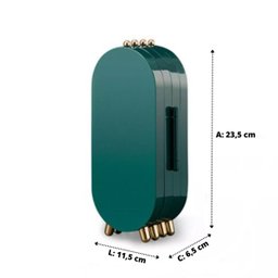 Porta Joia Dobrável C/ Espelho Caixa Organizadora de Mesa:Verde - 5