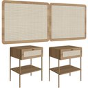 Ver imagem 1 de Cabeceira Queen 160cm e 2 Mesas Laterais 1 Gaveta Industrial Indy A03 Hanover - Lyam Decor