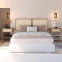Ver imagem 2 de Cabeceira Casal Queen 160cm e 2 Mesas Laterais 1 Gaveta Industrial Indy A03 Hanover - Lyam Decor