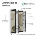 Ver imagem 4 de Guarda-Roupa Solteiro com Pés 4 Portas Batentes com Espelhos Branco/Preto/Preto Saturno Madesa