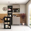 Ver imagem 1 de Cozinha Compacta 4 Peças com Bancada Mesa Gourmet Armário com Nicho Balcão 80cm Mel Luciane Móveis