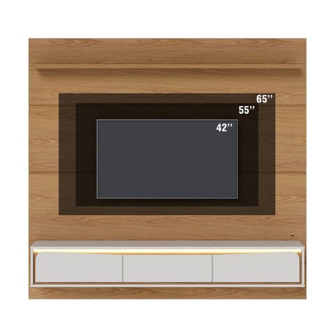 Painel Home Suspenso Tahiti com Led para Tv até 65 Polegadas Freijó Off White Matte Colibri