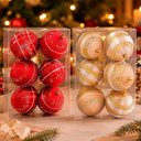 Ver imagem 4 de Bolas de Natal para Decoração de Árvore Kit 24 Plástico Vermelha e Dourada Outras Marcas