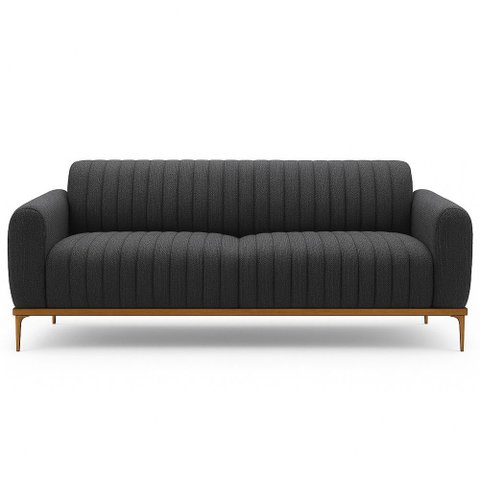 Sofá 3 Lugares 210cm Cocie Linho Preto Acinzentado - Sallar Home