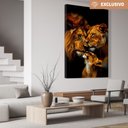 Ver imagem 1 de Quadro Decorativo Família Leão Leoa com Um Filhote Sala Quarto Casa Escritório