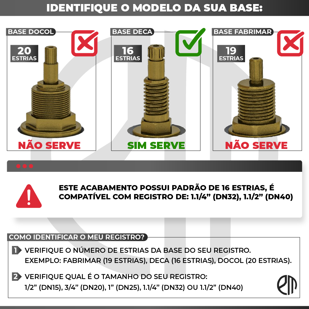 Acabamento para Registro Geral 1.1/2 50mm 1.1/4 Chuveiro Banheiro Quadrado Cruzeta Cromado Padrão de - 5