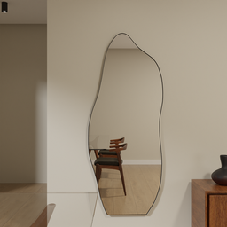 Espelho Orgânico Moldura em Couro 150x60 E06 Corpo Inteiro Quarto Grande Moderno Luxo Couro Preto - 3