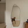Espelho Orgânico Moldura em Couro 150x60 E06 Corpo Inteiro Quarto Grande Moderno Luxo Couro Preto - 3