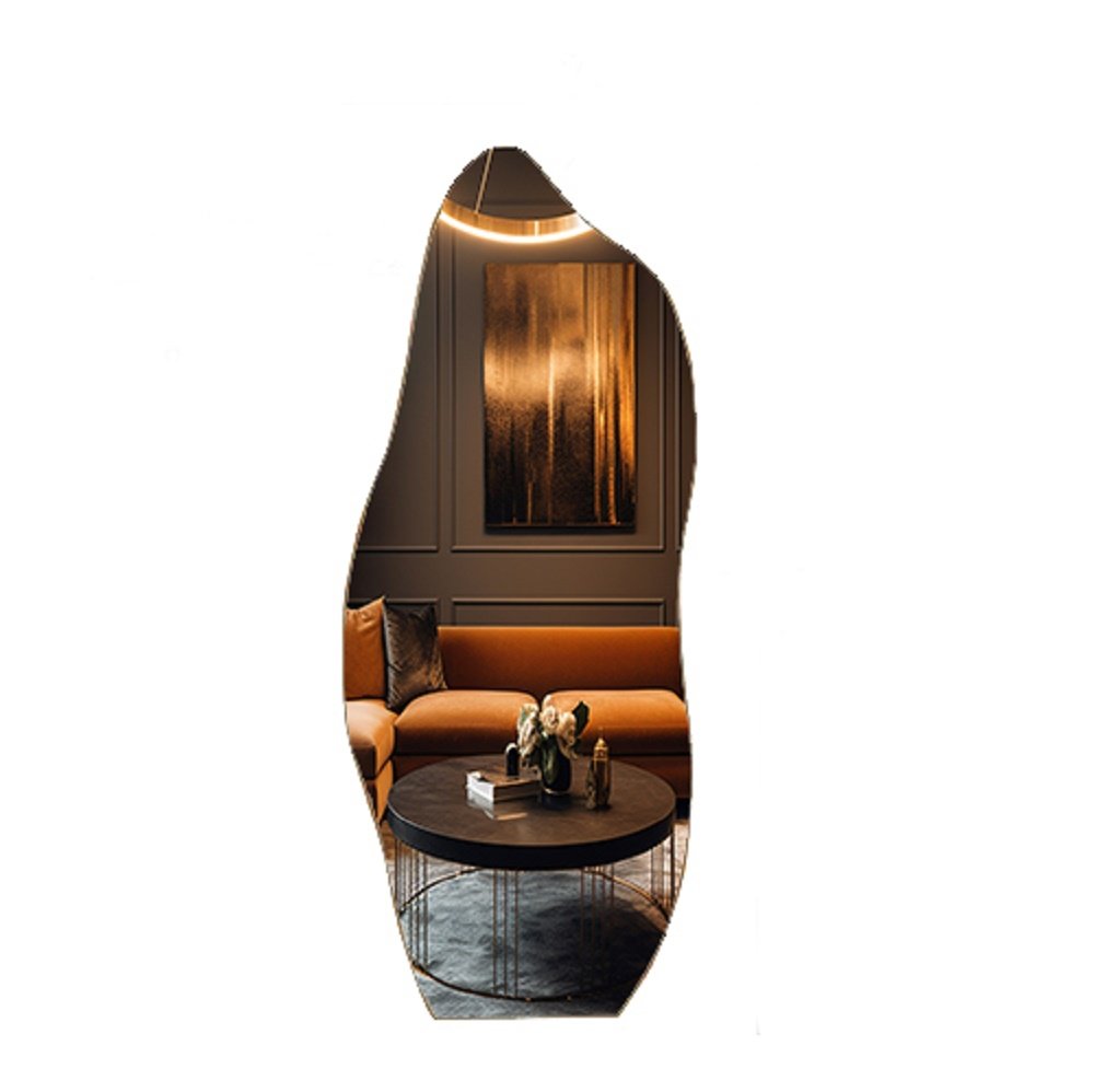 Espelho Orgânico Moldura em Couro 150x60 E06 Corpo Inteiro Quarto Grande Moderno Luxo Couro Preto - 4