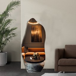 Espelho Orgânico Moldura em Couro 150x60 E06 Corpo Inteiro Quarto Grande Moderno Luxo Couro Preto - 5
