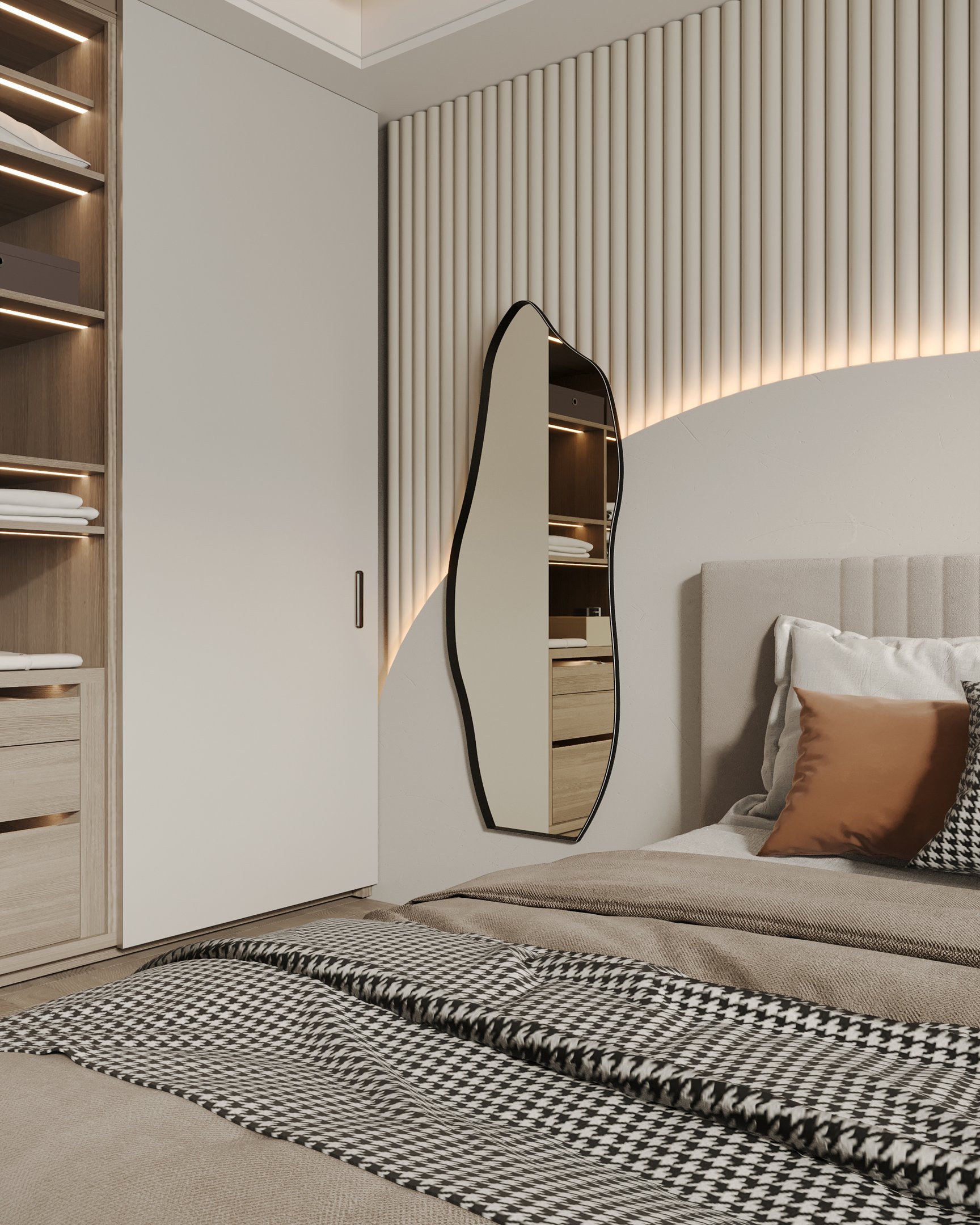 Espelho Orgânico Moldura em Couro 150x60 E06 Corpo Inteiro Quarto Grande Moderno Luxo Couro Preto - 2