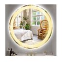 Ver imagem 2 de Espelho redondo jateado iluminado com led quente frontal 70cm Touch Woodglass redondo 70cm quente to