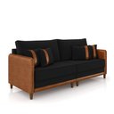 Ver imagem 1 de Sofá 3 Lugares Living 212cm Pé Madeira Valença Nozes/veludo K01 - D\'rossi Cor Preto