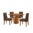 Ver imagem 2 de Sala Jantar Mesa Maldivas Tampo Curvo 90cm+4 Cadeiras Pietá Madeira Naturale - Capuccino/suede