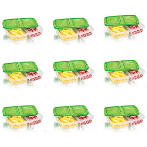 Kit 9 Porta Frios com 2 Divisórias Pote Multiuso 1250 Ml Cores Sortidas Ercaplast 1782