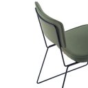 Ver imagem 5 de Cadeira de Jantar Minimalista Roma Linho Verde Base Aço Preto - Ooca Móveis