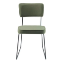 Ver imagem 3 de Cadeira de Jantar Minimalista Roma Linho Verde Base Aço Preto - Ooca Móveis