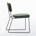 Ver imagem 4 de Cadeira de Jantar Minimalista Roma Linho Verde Base Aço Preto - Ooca Móveis