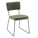 Ver imagem 1 de Cadeira de Jantar Minimalista Roma Linho Verde Base Aço Preto - Ooca Móveis
