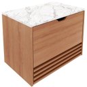 Ver imagem 1 de Gabinete de Banheiro 60 Cm 1 Porta 1 Gaveta Sâmia Amêndoa/mármore Branco