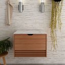 Ver imagem 7 de Gabinete de Banheiro 60 Cm 1 Porta 1 Gaveta Sâmia Amêndoa/mármore Branco