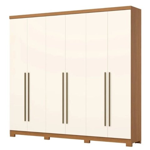 Guarda-roupa Casal New Jade 6 Portas 3 Gavetas Cinamomo/off