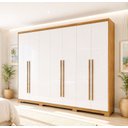 Ver mais imagens de Guarda-roupa Casal New Jade 6 Portas 3 Gavetas Cinamomo/off
