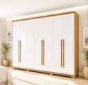 Ver mais imagens de Guarda-roupa Casal New Jade 6 Portas 3 Gavetas Cinamomo/off