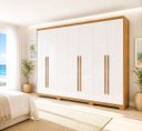 Ver imagem 5 de Guarda-roupa Casal New Jade 6 Portas 3 Gavetas Cinamomo/off
