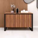 Ver imagem 4 de Aparador Balcão Armário Baixo para Escritório 3 Portas MDF 136cm Nogal com Preto F5 Office
