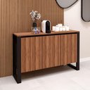 Ver imagem 1 de Aparador Balcão Armário Baixo para Escritório 3 Portas MDF 136cm Nogal com Preto F5 Office