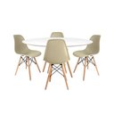 Ver imagem 1 de Conjunto Mesa Eames Branca 110cm e 4 Cadeiras Eames Pp Nude