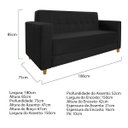 Ver imagem 4 de Sofá 2 Lugares Denver Corano Preto - Doce Sonho Móveis