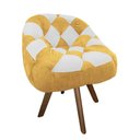 Ver imagem 2 de Poltrona Paloma Escritório Sala Giratória Madeira Suede Mostarda e Suede Branco - Dominic Decor