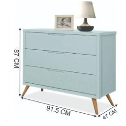 Guarda Roupa 3 Portas + Comoda 3 Sapateira Menta Acetinado - 4