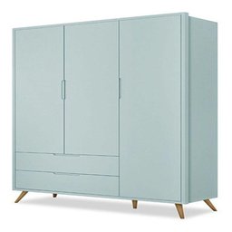 Guarda Roupa 3 Portas + Comoda 3 Sapateira Menta Acetinado - 1