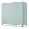 Guarda Roupa 3 Portas + Comoda 3 Sapateira Menta Acetinado - 1