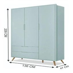 Guarda Roupa 3 Portas + Comoda 3 Sapateira Menta Acetinado - 2