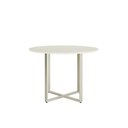 Ver imagem 2 de Conjunto de Jantar Mesa Redonda com Vidro Arcádia 4 Cadeiras Lucille - Champanhe C/ Off White -