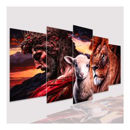 Quadros Decorativo Mosaico Leão , Cristo e Cordeiro - 1