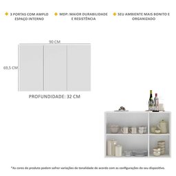 Aparador Buffet 3 Portas Veneza Multimóveis MP1007 Branco - 4