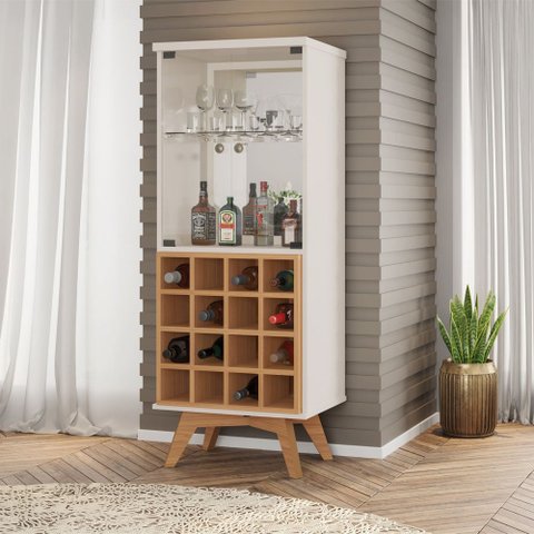 Adega Retrô com Cristaleira Portas de Vidro 100% MDF C711 Dalla Costa