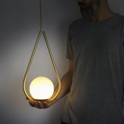 Lustre Pendente Jabuticaba Gota Globo de Vidro - Dourado - 5
